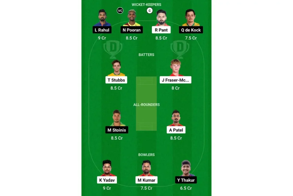 DC vs LSG Dream 11